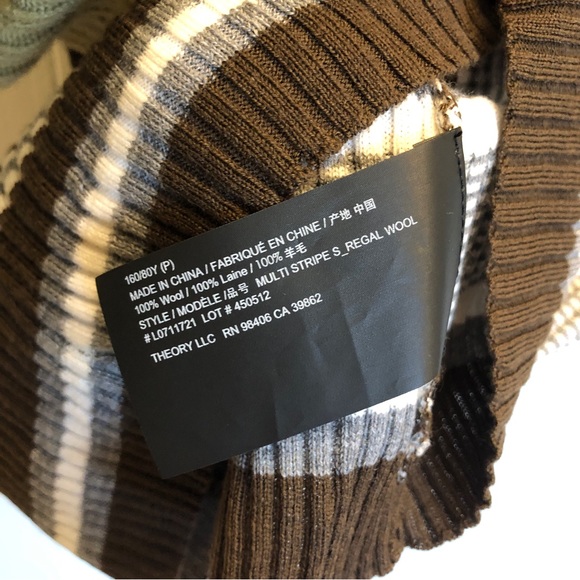 Theory Mix Stripe Mock Neck Wool Tank - Picture 8 of 11